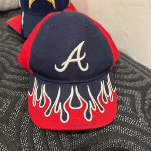 Vintage Atlanta Braves Flame Baseball Hat adjustable